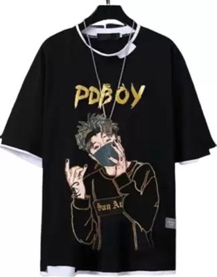 KASPY Printed Men Round Neck Black T-Shirt