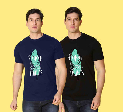 WOOSTRO Printed Men Round Neck Multicolor T-Shirt