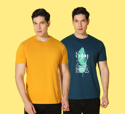 WOOSTRO Printed Men Round Neck Multicolor T-Shirt