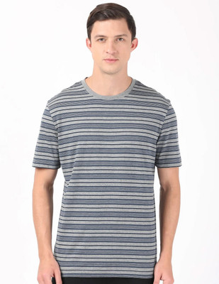 JOCKEY Striped Men Round Neck Grey T-Shirt