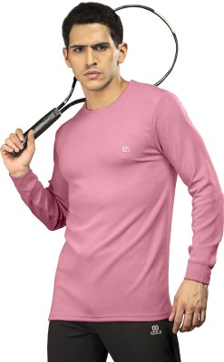 izole Solid Men Round Neck Pink T-Shirt