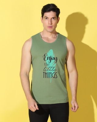 WOOSTRO Printed Men Round Neck Light Green T-Shirt