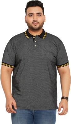 bigbanana Striped Men Polo Neck Black T-Shirt