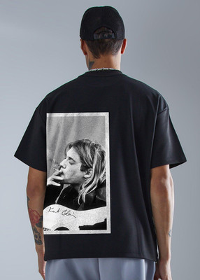 Pronk Printed Men Round Neck Black T-Shirt
