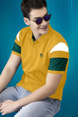 NVK Colorblock Men Polo Neck Reversible Yellow T-Shirt