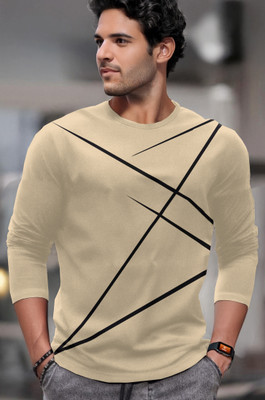 TRIPR Printed Men Round Neck Beige T-Shirt