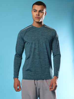 CHKOKKO Solid Men Round Neck Green T-Shirt