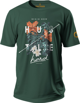 Enciger Printed Men Round Neck Green T-Shirt