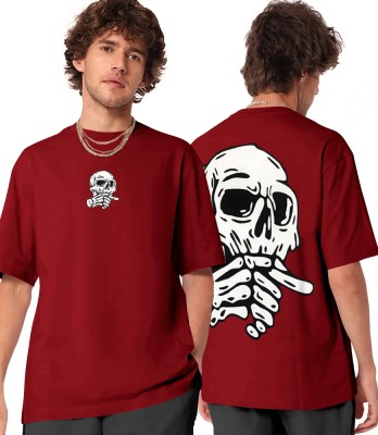 Hikaru Printed Men Round Neck Maroon T-Shirt