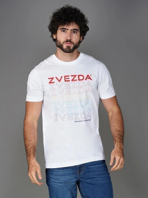 Zvezda Printed Men Round Neck White T-Shirt