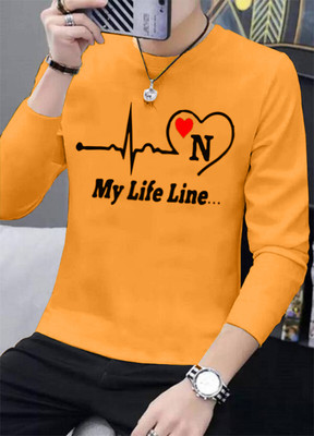 Azy Fabrics Typography Men Round Neck Yellow T-Shirt