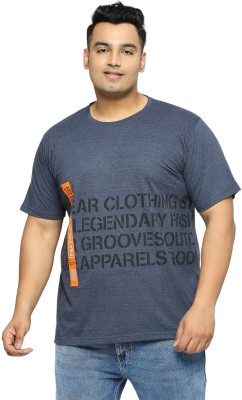 XMEX Typography Men Round Neck Blue T-Shirt