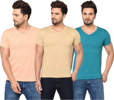 JB Jangoboy Solid Men V Neck Multicolor T-Shirt