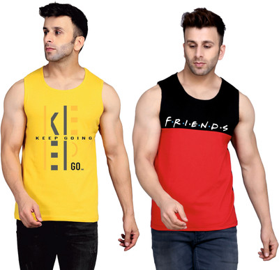 SLOWLORIS Printed Men Round Neck Yellow, Black, Red T-Shirt