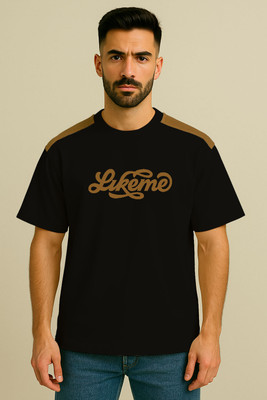 Culish Trend Printed Men Round Neck Black T-Shirt