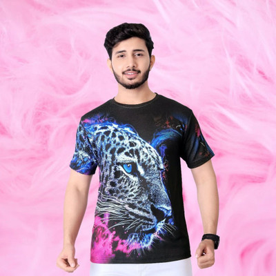 CHANDRASTYLE Animal Print Men Round Neck Multicolor T-Shirt