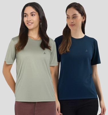 Adrenex Solid Women Round Neck Multicolor T-Shirt