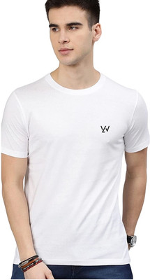 Le Werks Solid Men Round Neck White T-Shirt