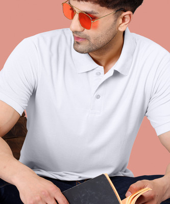 WOOSTRO Solid Men Polo Neck White T-Shirt