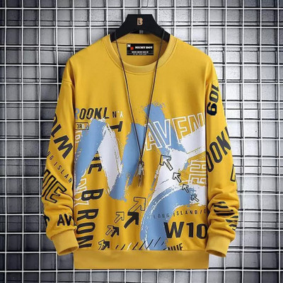 SM SHAYAM CREATION Typography Men Round Neck Yellow T-Shirt