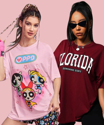 DreamBe Printed Women Round Neck Multicolor T-Shirt