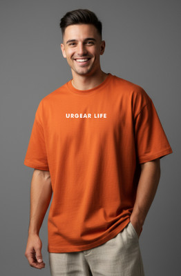 UrGear Printed Men Round Neck Orange T-Shirt