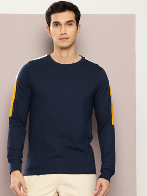 DILLINGER Solid Men Round Neck Navy Blue T-Shirt