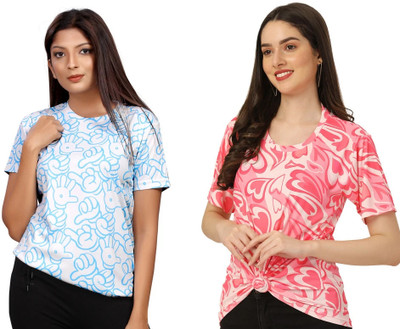 Apache Tie & Dye Women Round Neck Multicolor T-Shirt