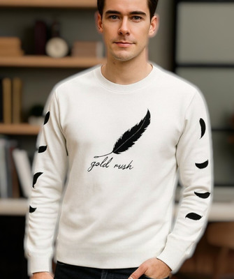 FASHIUM Printed Men Round Neck White T-Shirt