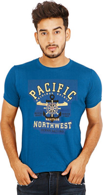 Xmer Printed Men Round Neck Blue, Multicolor T-Shirt