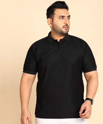METRONAUT PLUS Solid Men Polo Neck Black T-Shirt