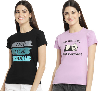 Tromko Printed Women Round Neck Multicolor T-Shirt