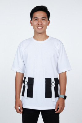 Ajworld Solid Men Round Neck White T-Shirt