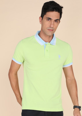 U.S. POLO ASSN. Solid Men Polo Neck Light Green T-Shirt
