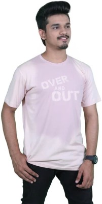 Muffynn Printed Men Crew Neck Pink T-Shirt