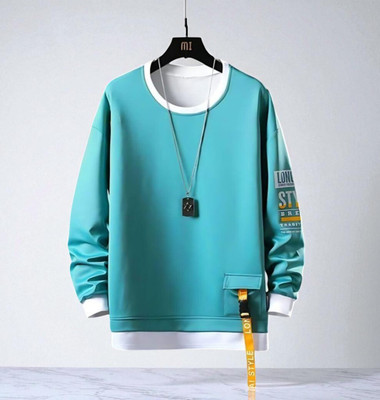 FAOES Graphic Print Men Round Neck Blue T-Shirt