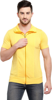 Adorbs Trend Solid Men Polo Neck Yellow T-Shirt