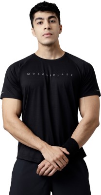 MUSCLEBLAZE Solid Men Round Neck Black T-Shirt