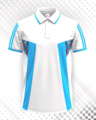 DIAMOND CLUSTER Colorblock Men Polo Neck White T-Shirt