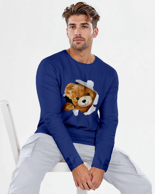 Triptee Animal Print Men Round Neck Dark Blue T-Shirt