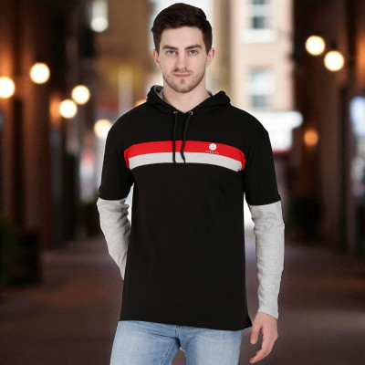 Faricon Trend Striped Men Hooded Neck Multicolor T-Shirt