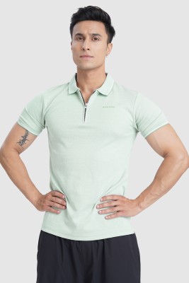 FuaarK Solid Men Polo Neck Light Green T-Shirt