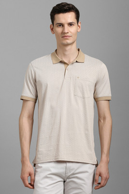 LOUIS PHILIPPE Self Design Men Polo Neck Beige T-Shirt