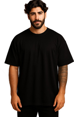 Vasthr Solid Men Crew Neck Black T-Shirt