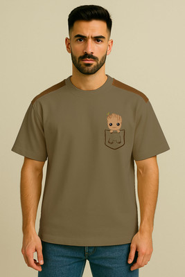 Culish Trend Graphic Print Men Round Neck Grey T-Shirt