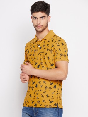 RISS Graphic Print Men Polo Neck Yellow T-Shirt