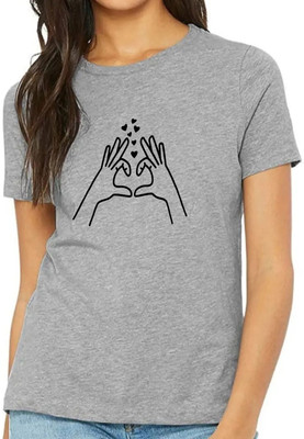 Nilan Tees Wear Printed Women Round Neck Grey T-Shirt