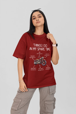 Stylewill Graphic Print Women Round Neck Maroon T-Shirt
