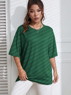 IMSA MODA Solid Women Round Neck Green T-Shirt