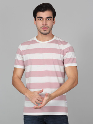 CANTABIL Striped Men Round Neck Pink T-Shirt